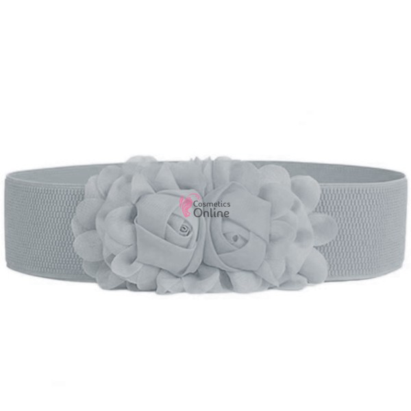 Centura eleganta din elastic cu floare BLT060MM Gri - HandMade